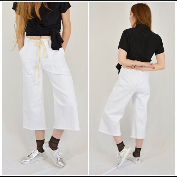 Revolve LACAUSA Denim Wide Leg Crop Pants - Picture 1 of 8